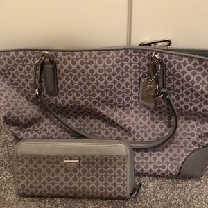 Coach tote and matching wallet